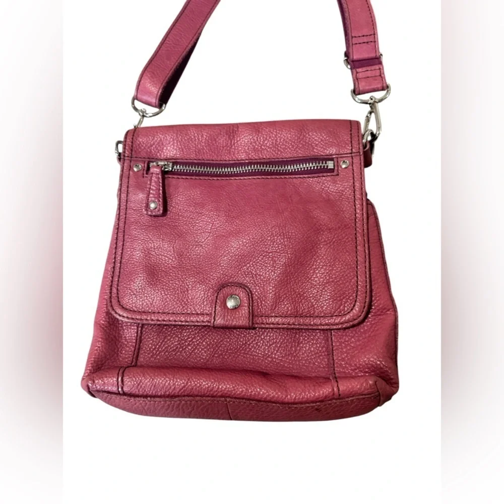 Fossil | Wallet Pocket Bag Womens Plum Leather Detachable Strap Crossbody